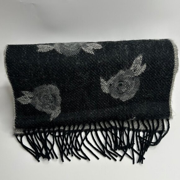 Elegant Black and Gray Floral Scarf - Picture 1 of 3